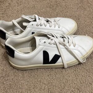 Veja White Sneakers with Black Detailing